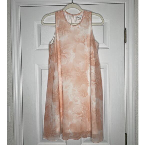 Calvin Klein Pink Floral Print Dress Size 8 Swing Dress - Picture 2 of 7